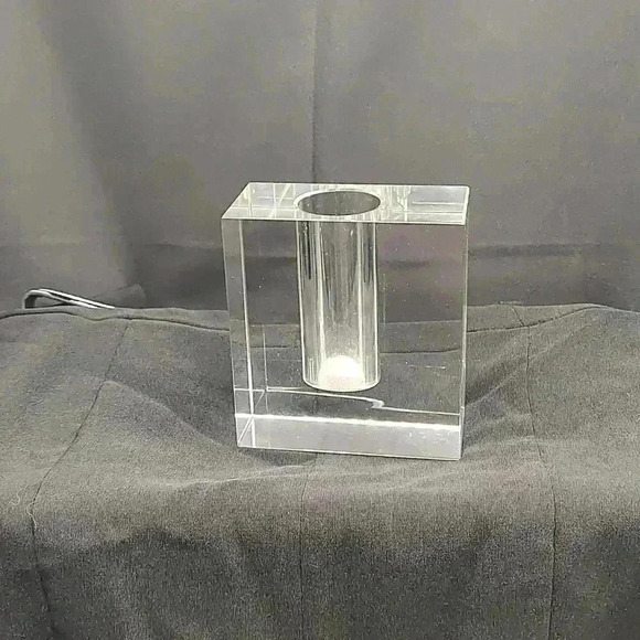 Vintage mid-century modern offset block clear bud vase - Picture 1 of 2